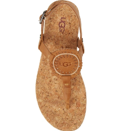 Shop Ugg Ayden Ii T-strap Sandal In Almond Leather