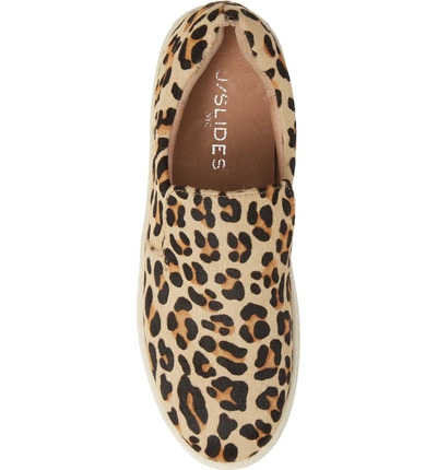 Shop Jslides Harry Genuine Calf Hair Slip-on Sneaker In Leopard Calf Hair
