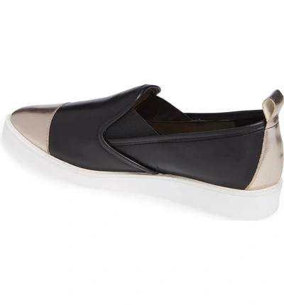 Shop Karl Lagerfeld Cler Slip-on Sneaker In Black/ Gold Leather