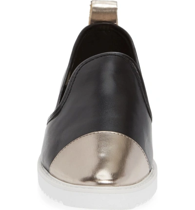 Shop Karl Lagerfeld Cler Slip-on Sneaker In Black/ Gold Leather