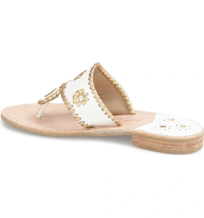 Shop Jack Rogers Whipstitched Flip Flop In White/ Gold