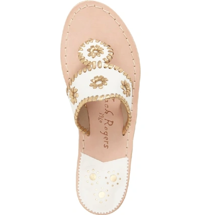 Shop Jack Rogers Whipstitched Flip Flop In White/ Gold