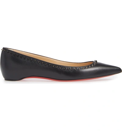 Shop Christian Louboutin Anjalina Spike Flat In Black/ Gunmetal