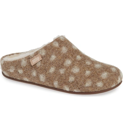 Shop Fitflop Chrissy Genuine Shearling Lined Mule In Taupe Wool