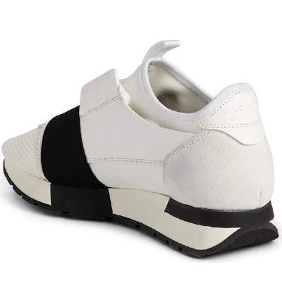 Shop Balenciaga Mixed Media Trainer Sneaker In White Calf