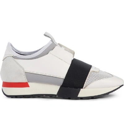 Shop Balenciaga Mixed Media Trainer Sneaker In White/ Black/ Grey