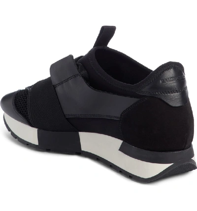 Shop Balenciaga Mixed Media Trainer Sneaker In Solid Black