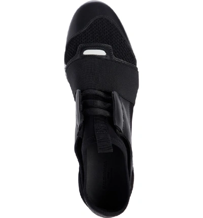 Shop Balenciaga Mixed Media Trainer Sneaker In Solid Black