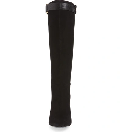 Shop Calvin Klein Glydia Stiletto Knee High Boot In Black Suede