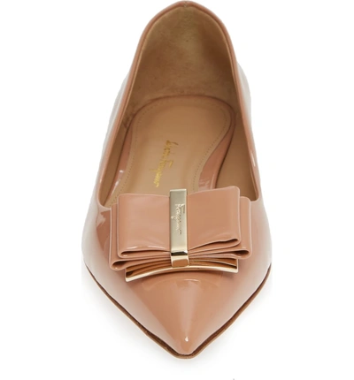 Shop Ferragamo Zeri Pointy Toe Flat In Blush