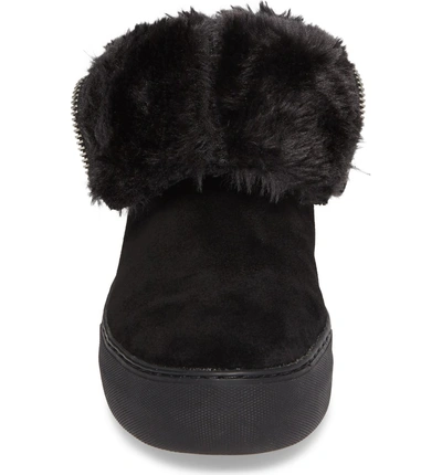 Shop Jslides Allie Faux Fur Lined Platform Boot In Black Suede