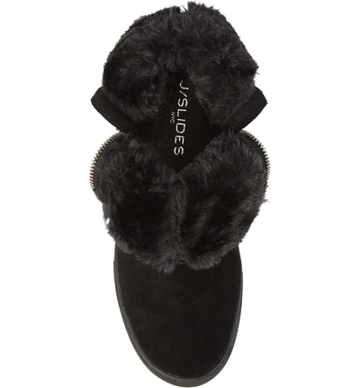 Shop Jslides Allie Faux Fur Lined Platform Boot In Black Suede