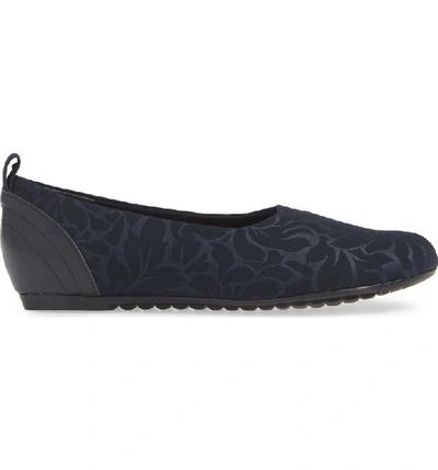 Shop Munro Iriana Flat In Navy Stretch Fabric