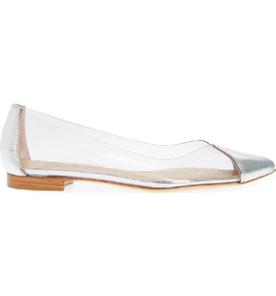 Shop Schutz Clearly Pointy Toe Flat In Silver