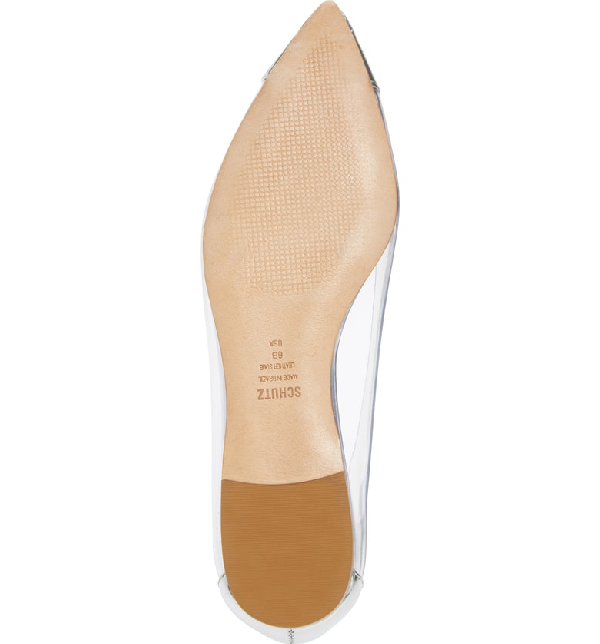 schutz clear pointy toe flat