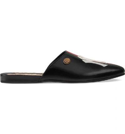 Shop Gucci Ny Flamel Flat Mule In Black