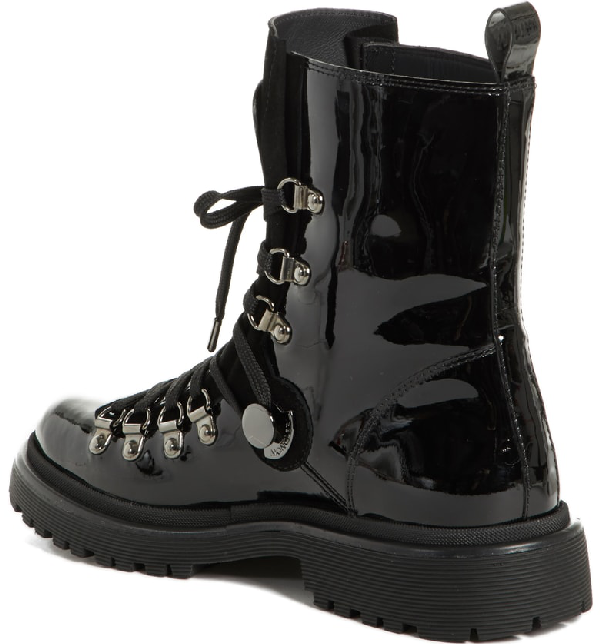 moncler patent leather combat boots