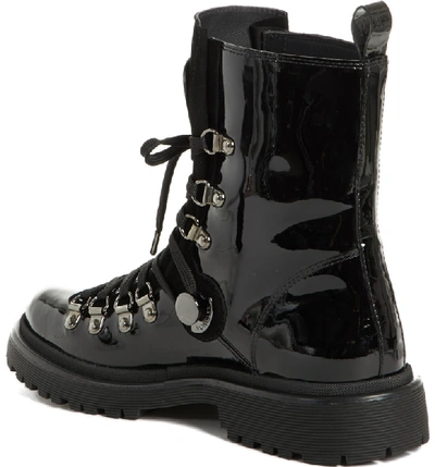 Shop Moncler Berenice Stivale Lace-up Boot In Black Patent