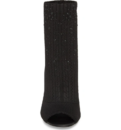 Shop Charles By Charles David Peep Toe Sock Bootie In Black Fabric