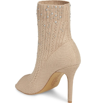 Shop Charles By Charles David Peep Toe Sock Bootie In Nude Fabric