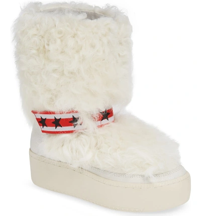 Shop Ash Cool Genuine Shearling Boot In Off White/ Off White