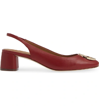 Shop Tory Burch Caterina Slingback Pump In Dark Redstone