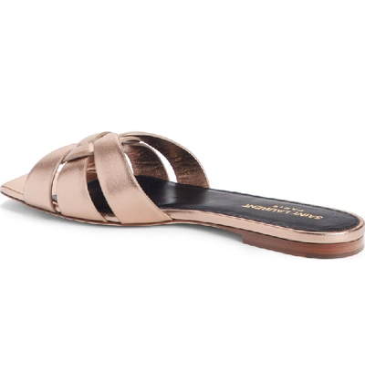 Shop Saint Laurent Tribute Nu Pieds Slide Sandal In Blush Metal