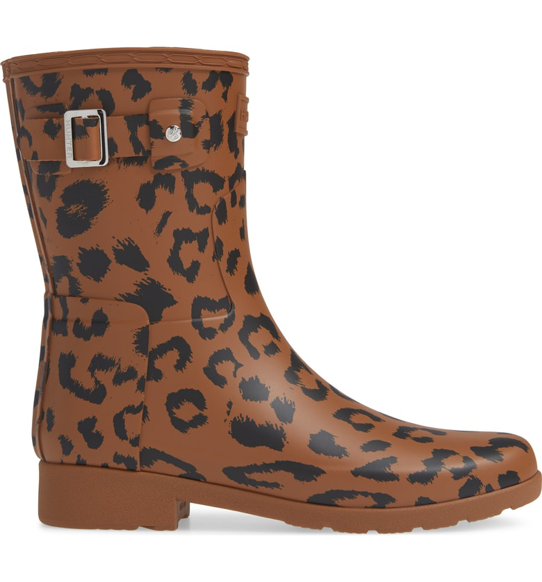 short leopard rain boots
