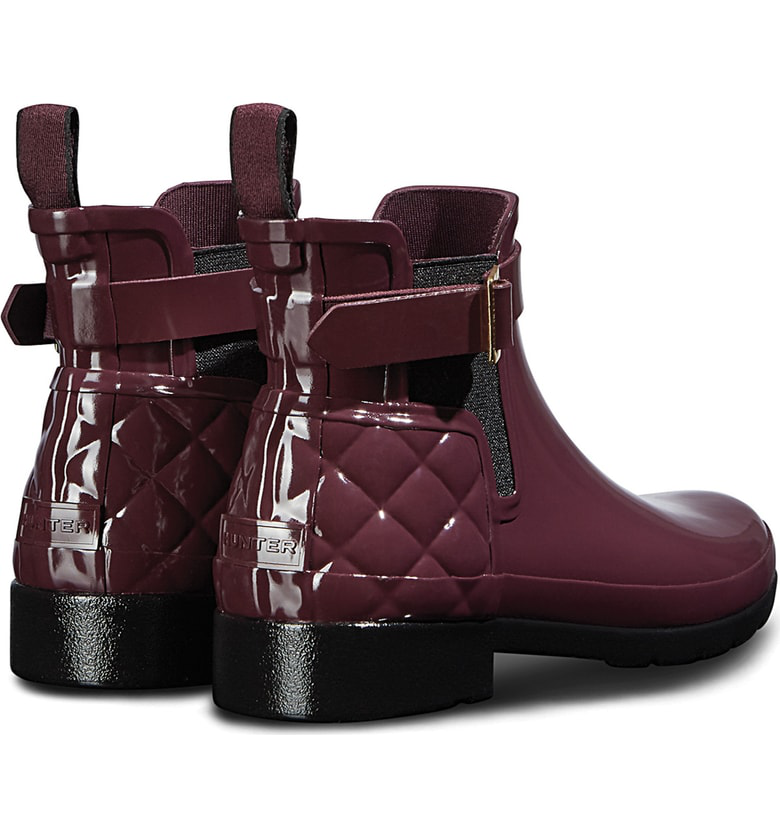 hunter original refined quilted gloss chelsea boot