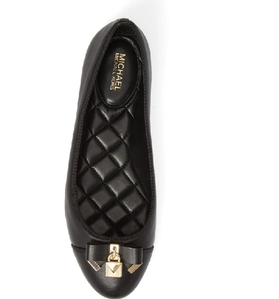 Shop Michael Michael Kors Alice Ballet Flat In Black Leather