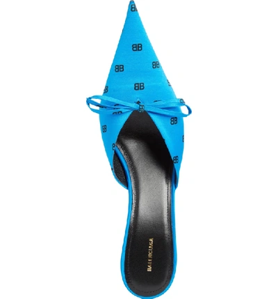Shop Balenciaga Bb Logo Pointy Toe Mule In Turquoise