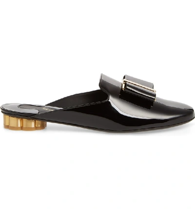 Shop Ferragamo Sciacca Bow Loafer Mule In Black Patent
