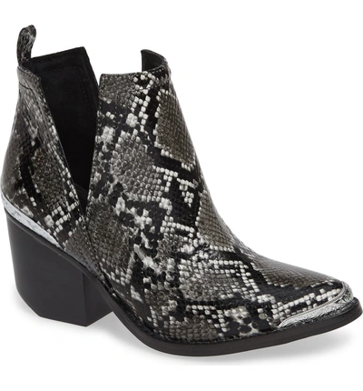 Shop Jeffrey Campbell Cromwell Cutout Western Boot In Grey Snake Print Leather