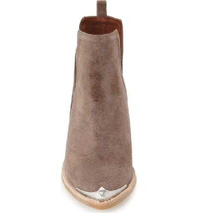 Shop Jeffrey Campbell Cromwell Cutout Western Boot In Taupe Distressed Suede
