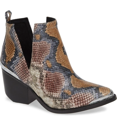 Shop Jeffrey Campbell Cromwell Cutout Western Boot In Grey/ Wine Snake Print Leather
