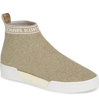 Shop Michael Michael Kors Grover Sneaker In Gold Knit