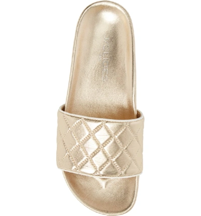 Shop Jslides Edge Slide Sandal In Light Gold Metallic Leather