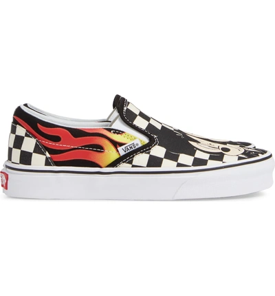 Shop Vans X Disney Ua Classic Slip-on Sneaker In Mickey N Minnie/ Checker Flame