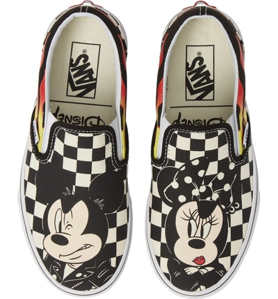 Shop Vans X Disney Ua Classic Slip-on Sneaker In Mickey N Minnie/ Checker Flame