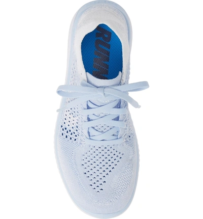 Shop Nike Free Rn Flyknit 2018 Running Shoe In Hydrogen Blue/ White/ White