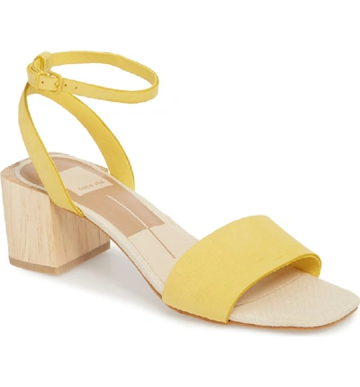 Shop Dolce Vita Zarita Blunted Toe Sandal In Yellow Nubuck