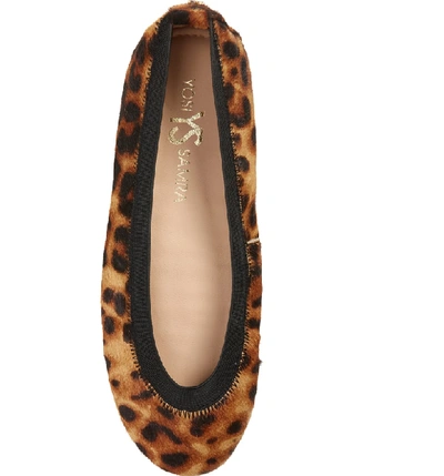 Shop Yosi Samra Samara Foldable Ballet Flat In Tan Leopard Calf Hair