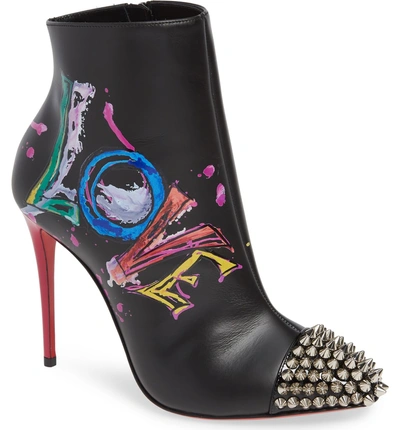 Shop Christian Louboutin Love Is A Boot Spiked Bootie In Black