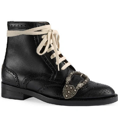 Shop Gucci Queercore Combat Boot In Black