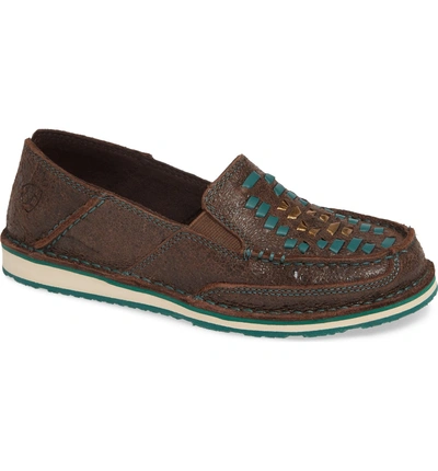 Shop Ariat Cruiser Woven Loafer In Brown Rebel Leather