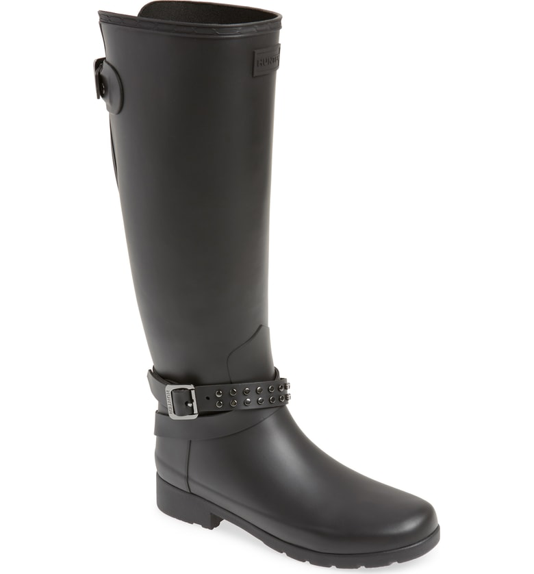 refined adjustable back knee high waterproof rain boot