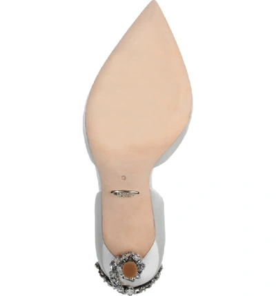 Shop Badgley Mischka Vogue Crystal Embellished D'orsay Pump In Soft White Satin