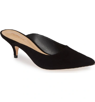 Shop Schutz Keilla Kitten Heel Mule In Black Suede