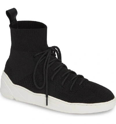 Shop Jslides Jilly High Top Sneaker In Black Knit Fabric