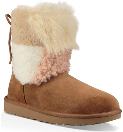 Ugg Women's Classic Short Patchwork Fluff Shearling Boots In Leather Color  | ModeSens